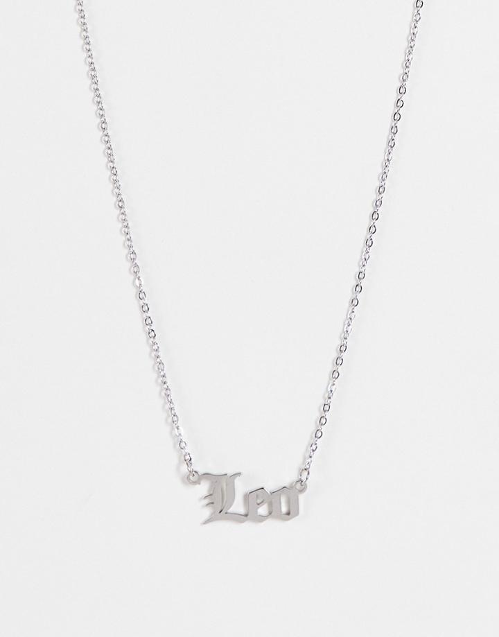 Designb London Leo Stainless Steel Starsign Necklace In Silver