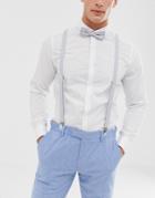 Asos Design Suspender And Bow Tie Set In Gray Paisley And Plain - Gray