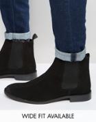 Asos Chelsea Boots In Suede - Wide Fit Available - Black