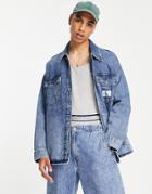 Calvin Klein Jeans Oversized Denim Overshirt In Blue