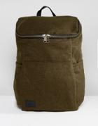 Asos Backpack In Khaki Melton - Green