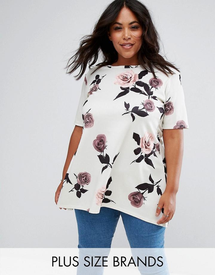 Praslin Top In Rose Print - Cream