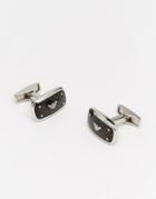 Emporio Armani Eagle Cufflinks In Carbon Fibre - Silver