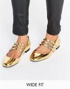 Asos Lee Wide Fit Square Toe Ballet Flats - Gold