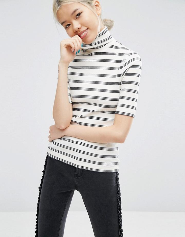 Asos Turtleneck Top In Rib - Multi