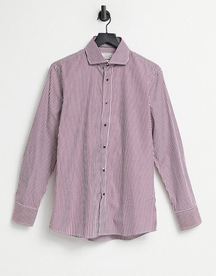 Gianni Feraud Striped Slim Fit Shirt In Burgundy-red