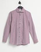 Gianni Feraud Striped Slim Fit Shirt In Burgundy-red