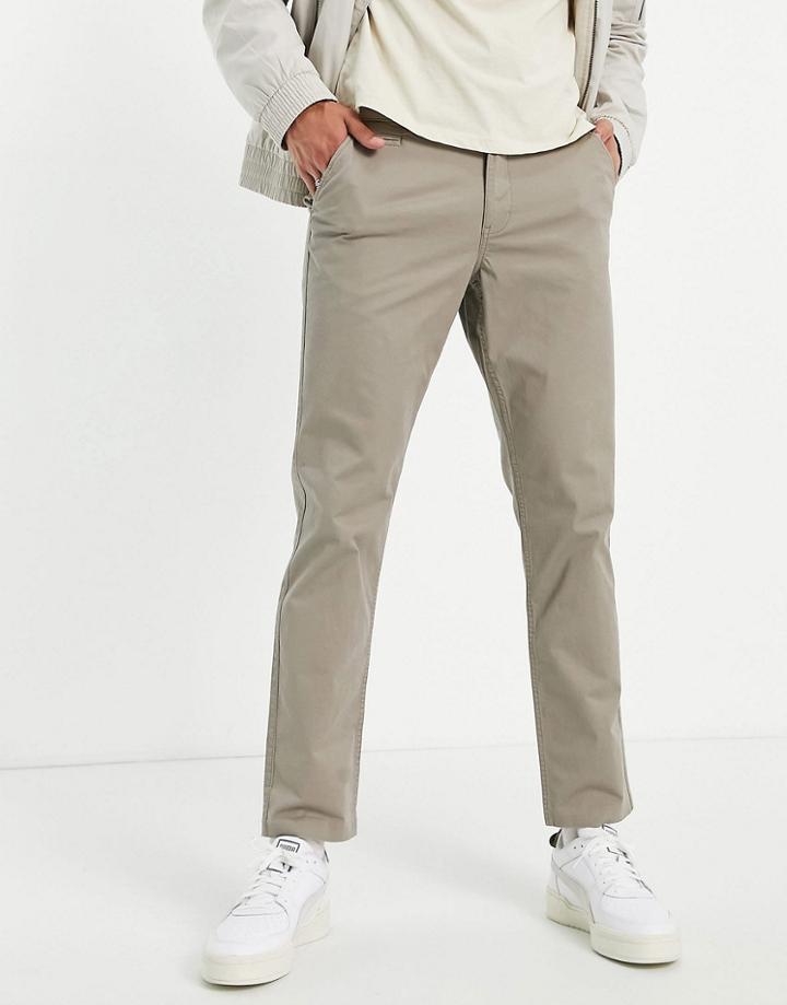 New Look Slim Chino Pants In Dark Gray-grey