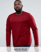 Asos Plus Long Sleeve T-shirt In Red - Red