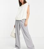 Stradivarius Tall Wide Leg Relaxed Dad Pants In Gray