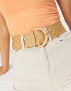Asos Design Straw Buckle Waist Belt In Natural-neutral