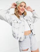 Stradivarius Organic Cotton Denim Jacket In Bleach Wash-blues