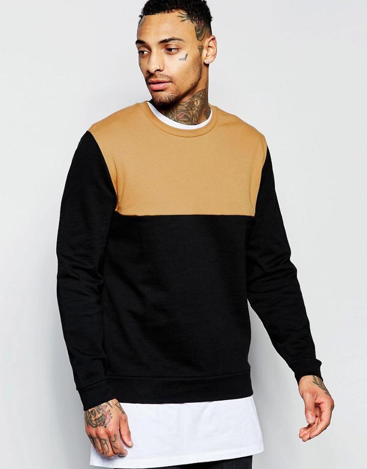 Asos Cut & Sew Sweatshirt In Camel - Camel