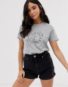 New Look Celestial Sketchy Tee In Gray-white