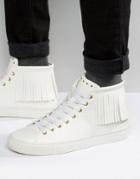 Asos Fringe High Top Sneakers In White - White
