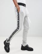 Sixth June Skinny Sweatpants With Logo Side Stripe-gray