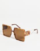 Aldo Ybeledia Oversized Square Sunglasses In Tortoiseshell And Gold-brown