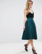 Asos Scuba Prom Skirt With Invert Pleat - Green
