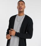 Asos Design Tall Knitted Lightweight Cable Cardigan In Black