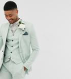 Asos Design Tall Wedding Super Skinny Suit Jacket In Green Cross Hatch - Green