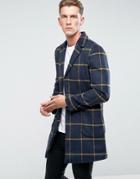 Another Influence Checked Overcoat Jacket - Navy