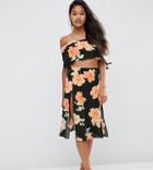 Asos Petite Large Bloom Frill Beach Midi Skirt - Multi