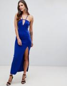 Asos Design Scuba Maxi Dress With Lace Back Detail - Blue
