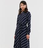 Vero Moda Tall Diagonal Stripe Shirt Dress - Navy