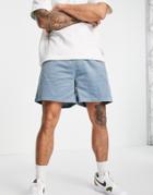 Asos Design Wide Fit Shorts In Blue Set-blues