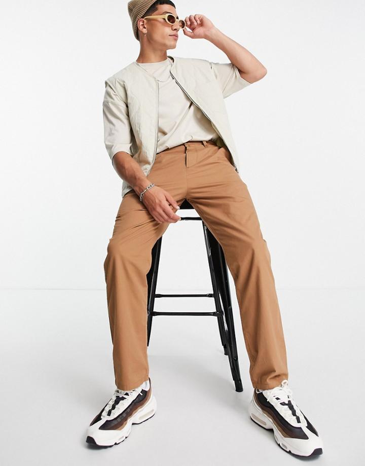 Asos Design Lightweight Skater Fit Pants In Brown