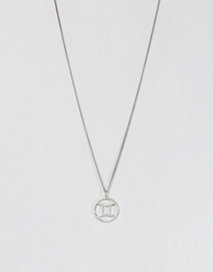 Fashionology Sterling Silver Gemini Zodiac Necklace - Silver