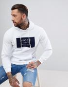 Nicce London Hoodie In White With Navy Box Logo - White
