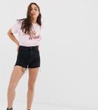 New Look Tall Mom Short In Black - Black