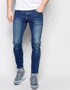 Dr Denim Jeans Snap Skinny Fit Mid Stone Wash - Blue