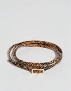 Asos Snake Print Wrap Bracelet - Tan