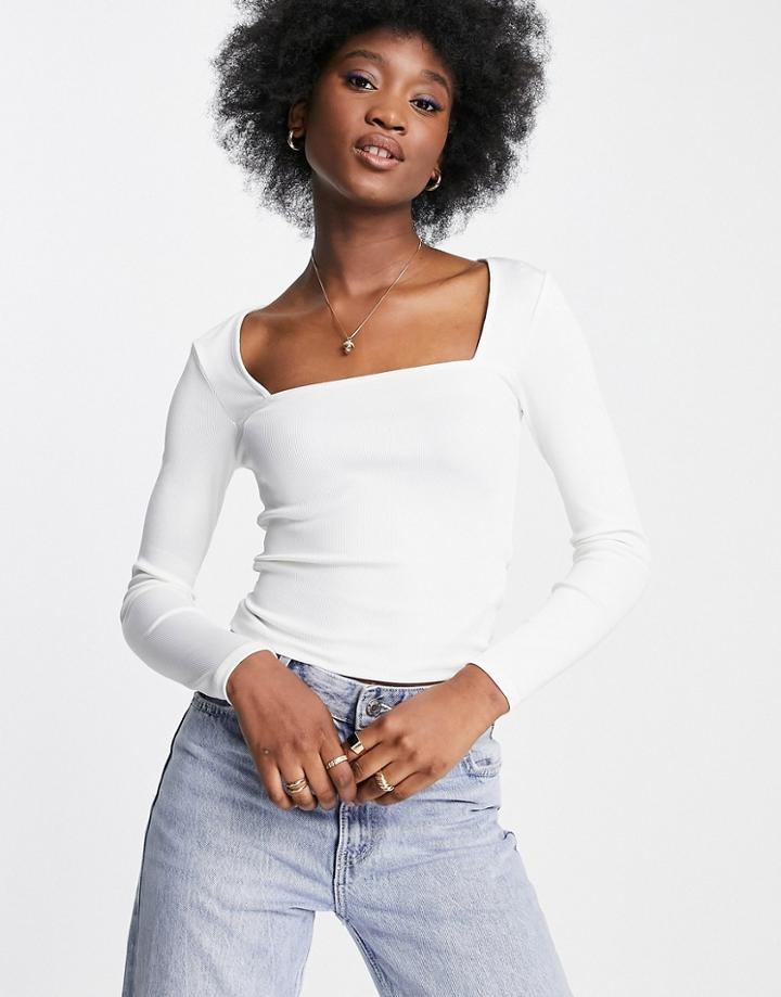 Stradivarius Seamless Square Neck Top In White