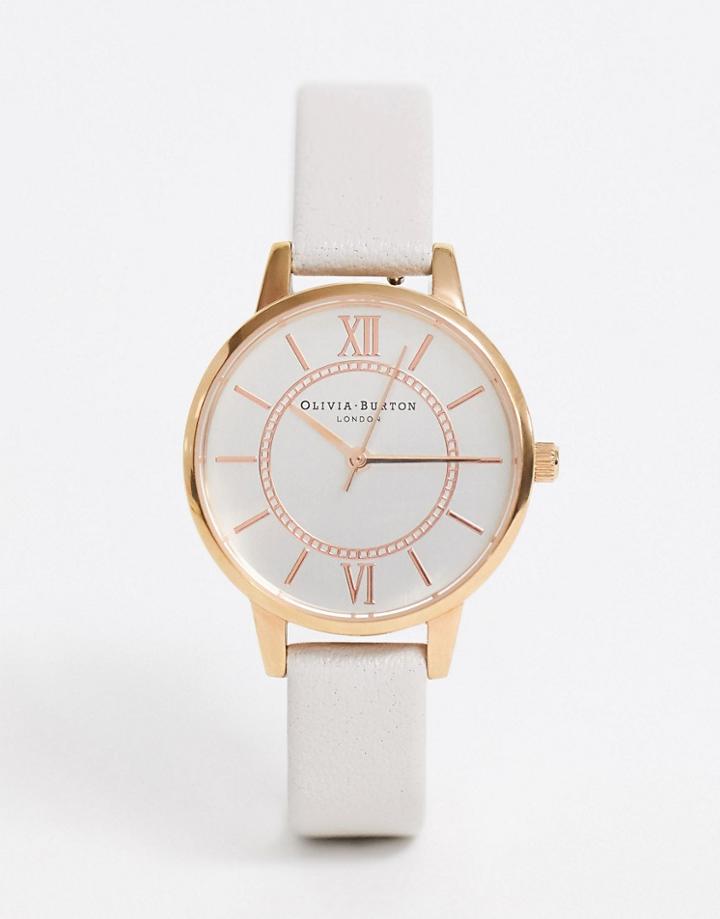 Olivia Burton Ob16wd65 Wonderland Leather Watch In Nude-cream