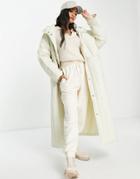 Asos Edition Longline Quilted Jacket With Hood-white