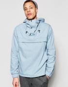 Asos Denim Over The Head Hooded Jacket In Light Wash - Blue