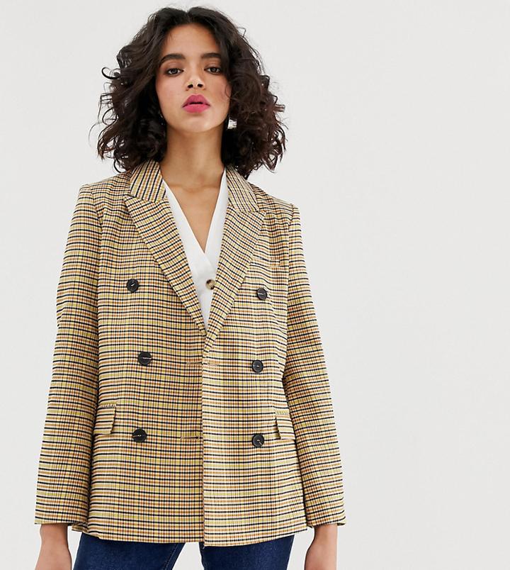 Warehouse Oversized Tailored Blazer In Multi Check - Multi