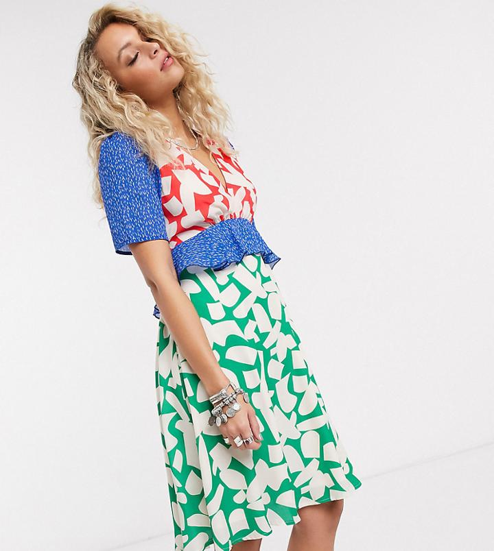 Twisted Wunder Printed Mini Dress In Abstract Floral Color Block-multi
