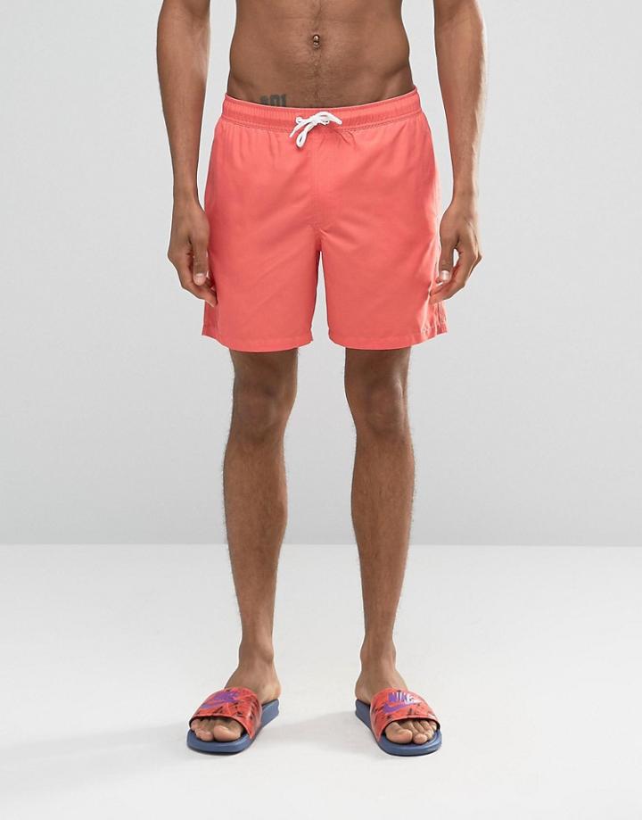 Asos Swim Shorts In Coral Mid Length - Orange