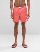 Asos Swim Shorts In Coral Mid Length - Orange