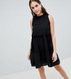 Asos Tall Ultimate Sleeveless Broderie Trapeze Dress - Black