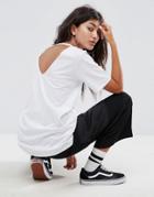 Asos T-shirt With Cutout Back - White