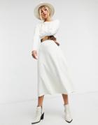 Asos Design Super Soft Midi Swing Dress With Long Sleeve In Winter White