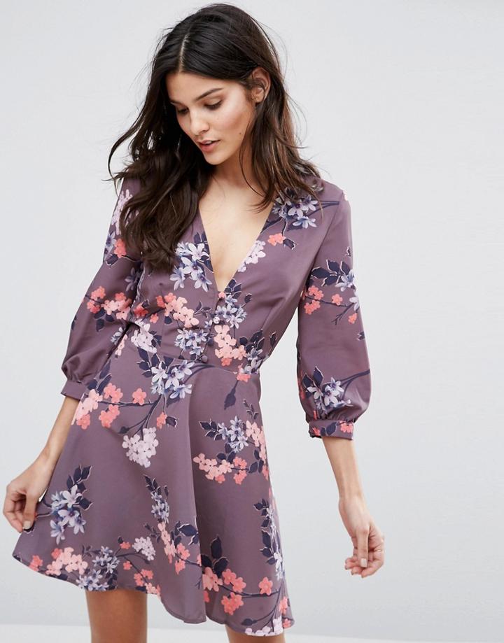Oh My Love Button Down Tea Dress With Open Back - Black