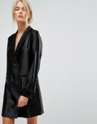 Gestuz Long Tailored Shiny Blazer Dress - Black