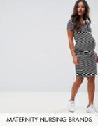 New Look Maternity Nursing Stripe Dress - Black