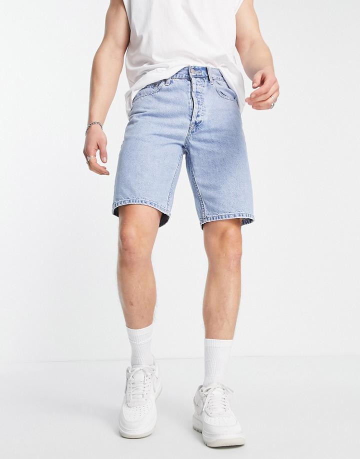 Dr Denim Dash Straight Leg Shorts In Washed Light Wash-blue